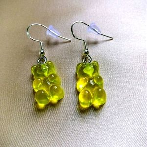 Handmade yellow gummy bear earrings